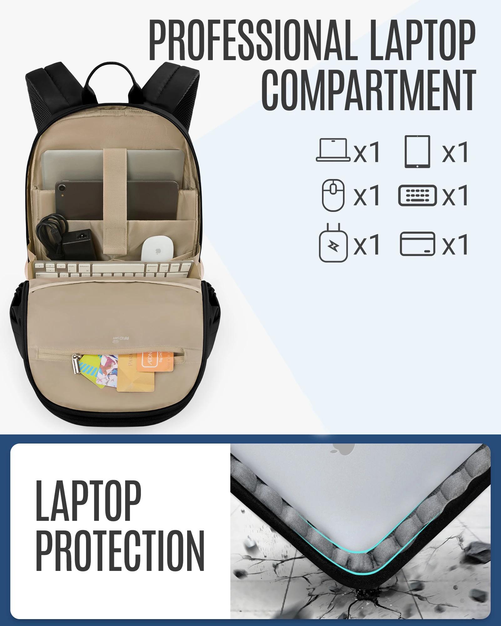 Sac à dos de voyage léger pour femmes, sac à dos antivol pour ordinateur portable 15.6 pouces avec t