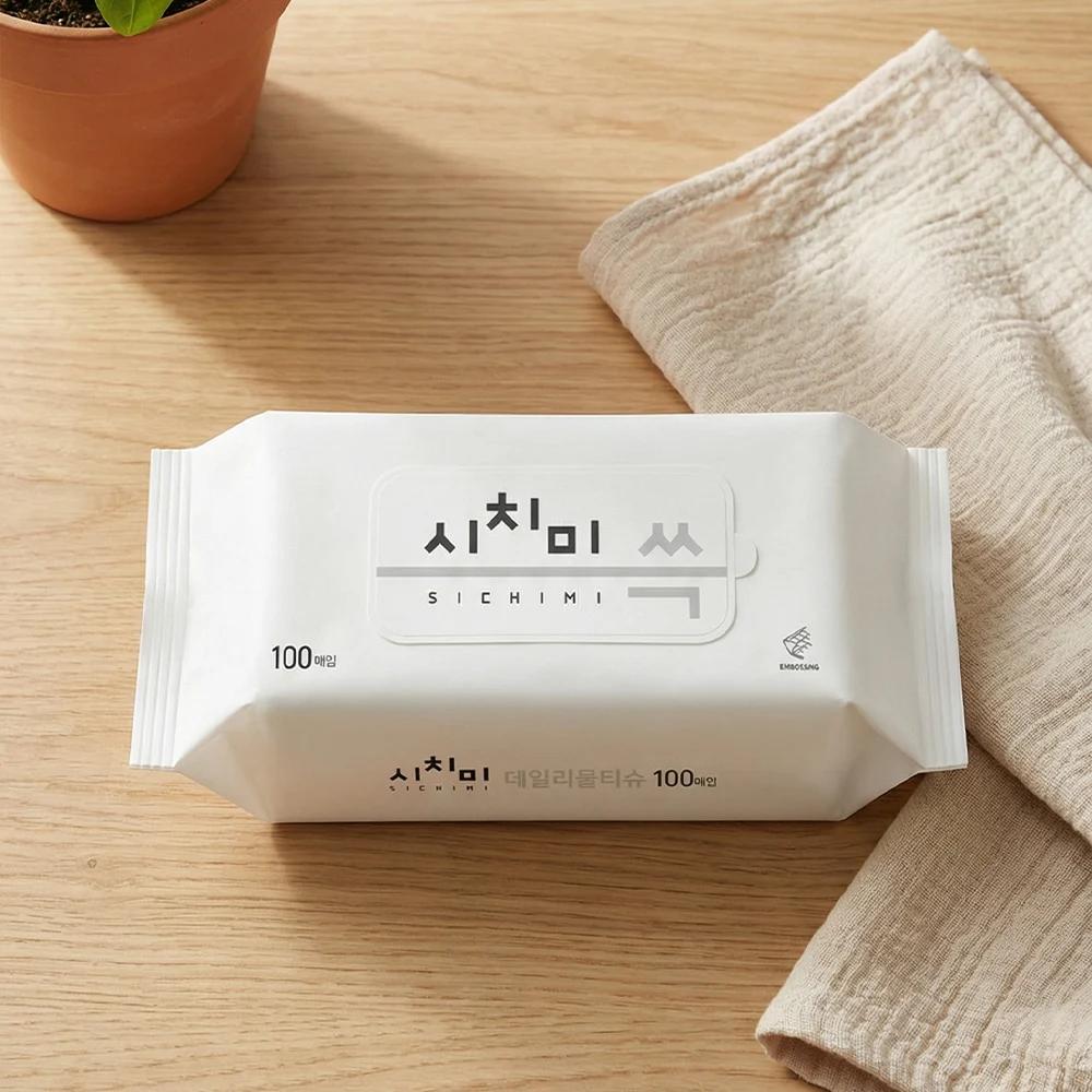 Lingettes humides Shichimi Choo, grande capacité, recharge, épaisses, portables, gaufrées, 100 linge
