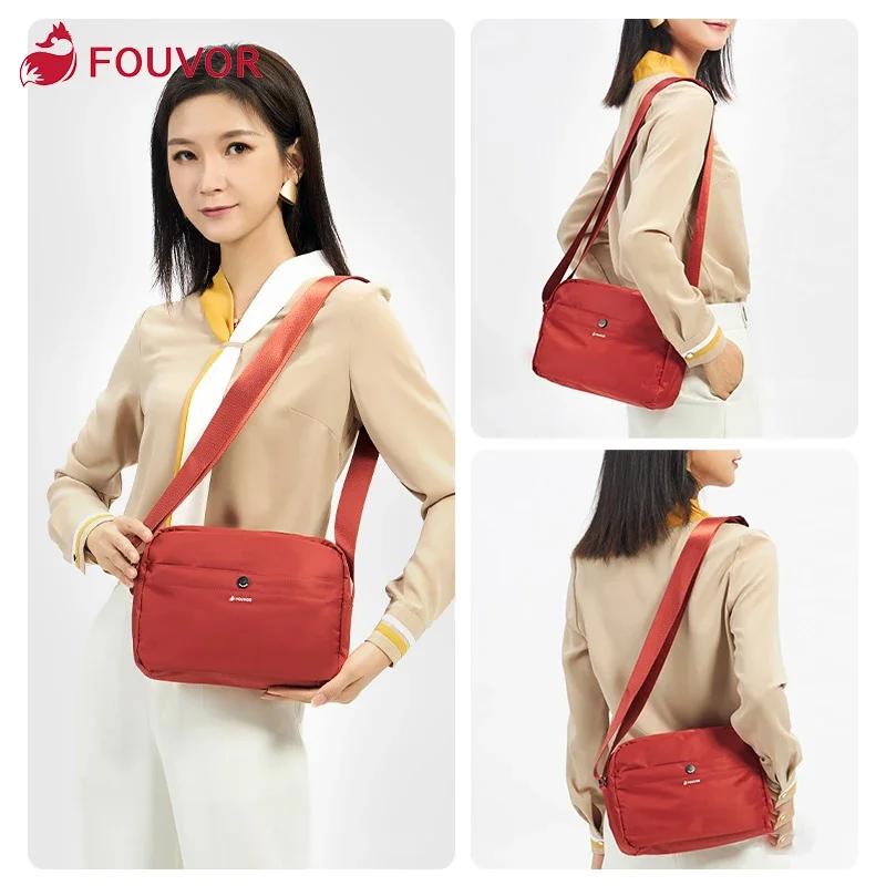 Fouvor Sac à bandoulière en nylon rouge pour femme léger décontracté petit sac à main à bandoulière