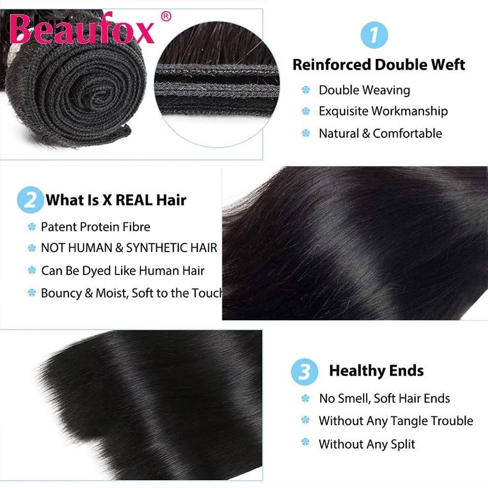 Beautorch-Tissage en Lot Brésilien Naturel Remy Lisse de 32 Pouces, Extensions de Cheveux Humains po