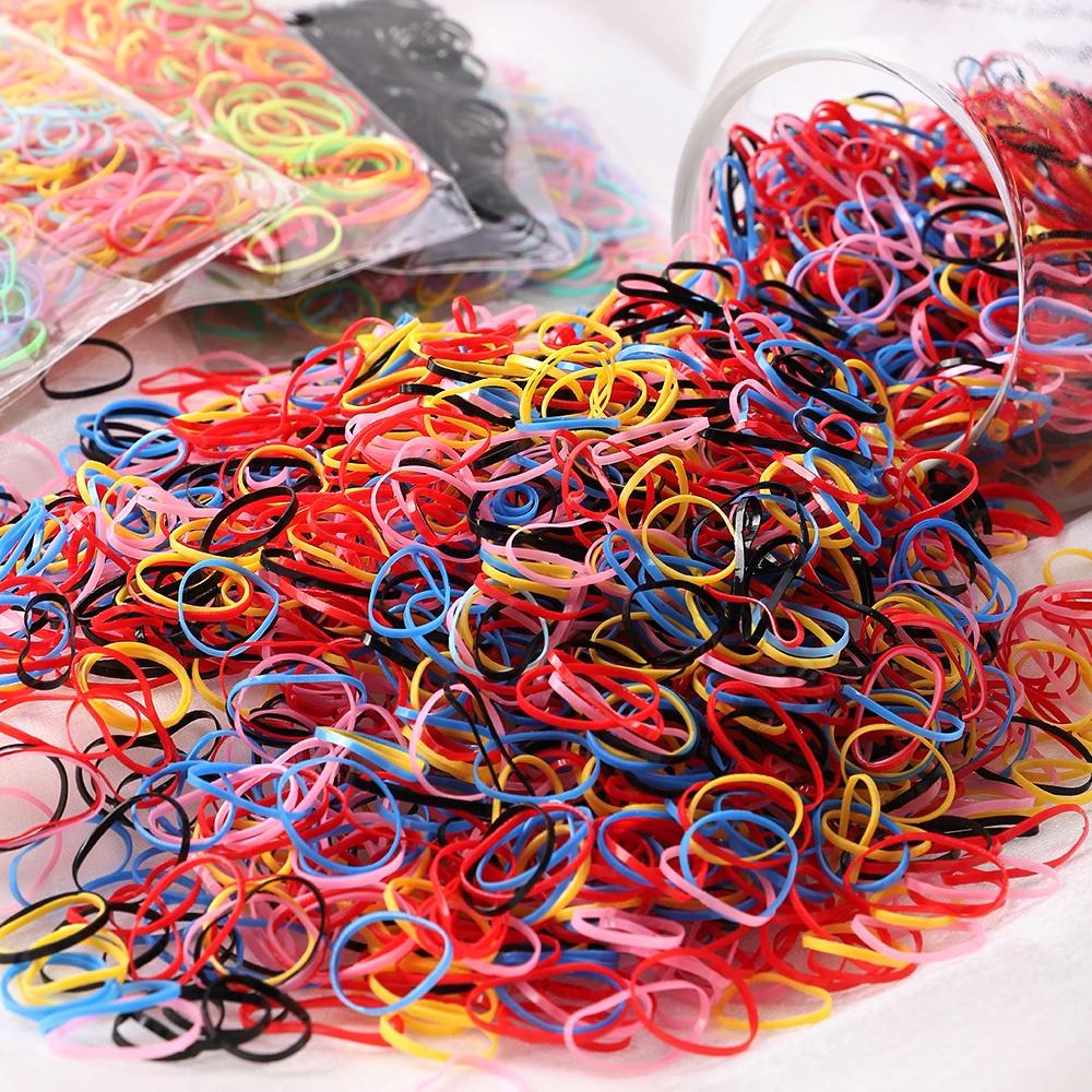 500 pièces/ensemble filles coloré élastique jetable doux élastique cheveux cravate bandeau enfants é