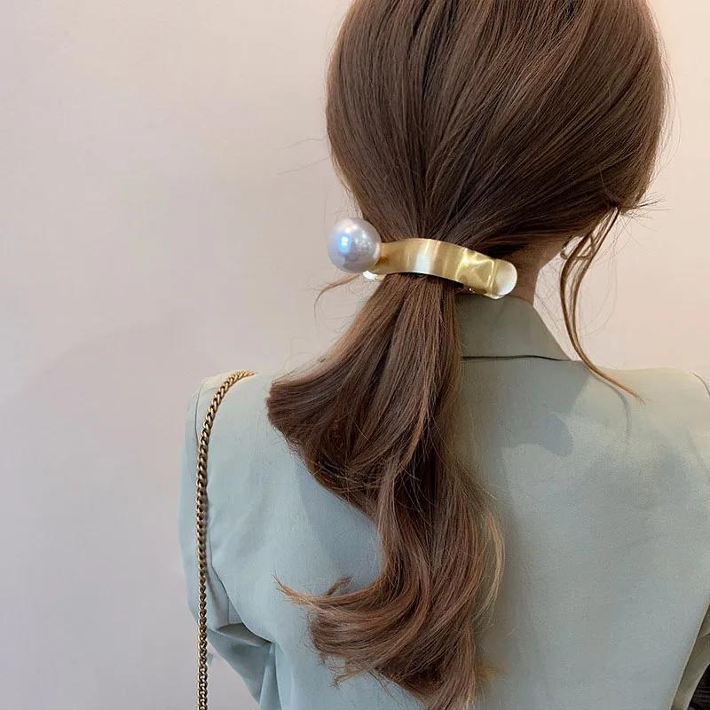 Pince à cheveux en métal avec perles, pince à cheveux en forme de bec de canard, épingle à cheveux,
