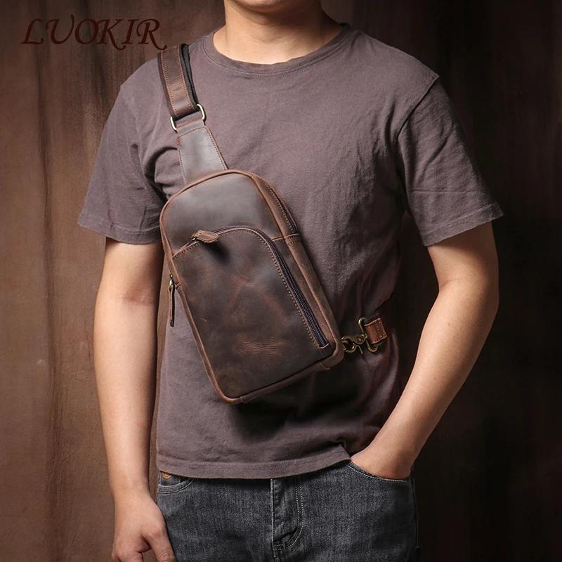 LUOKIR-Sac à Dos Vintage en Cuir group pour le dehors, Sacoche à Bandoulière de Haute Qualité