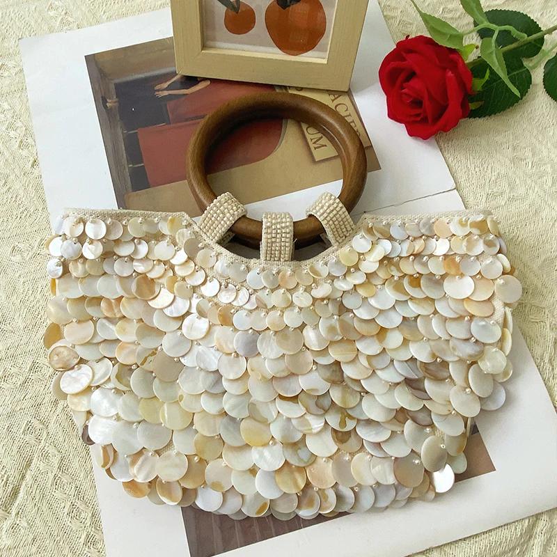 Nouveau style chinois tendance de la mode double cercle couleur unie coquille sac artistique sac à m