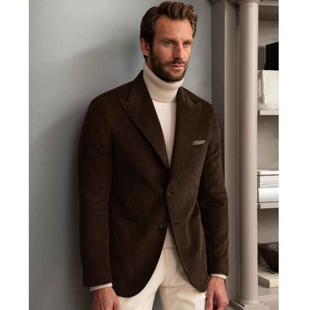 Veste de luxe pour homme en velours côtelé, style britannique, décontractée et élégante, de haute qu