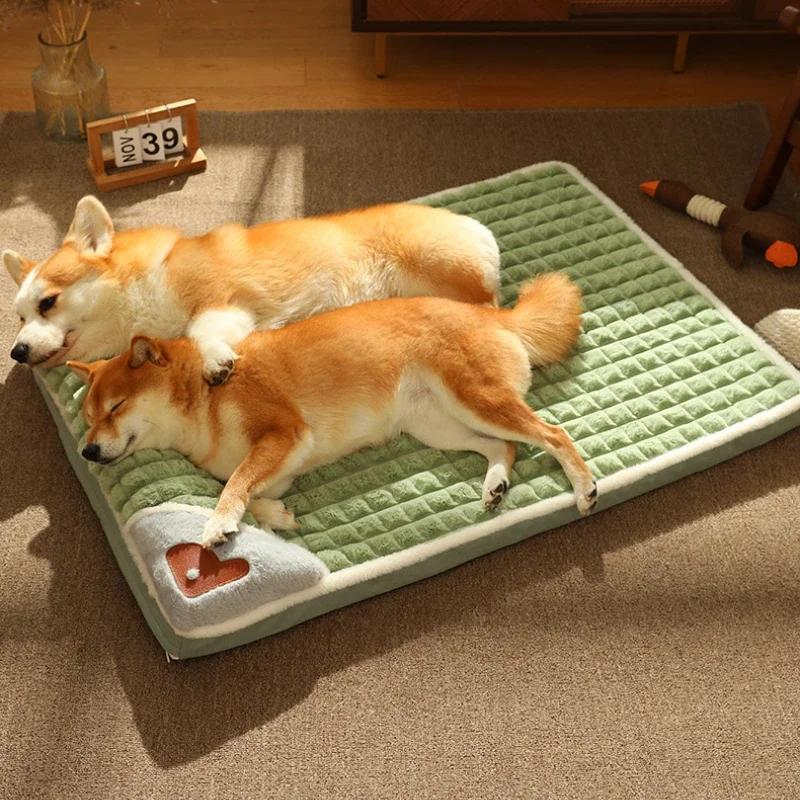 Lits apaisants pour chiens de petite et grande taille, tapis de luxe avec oreiller, housse amovible,