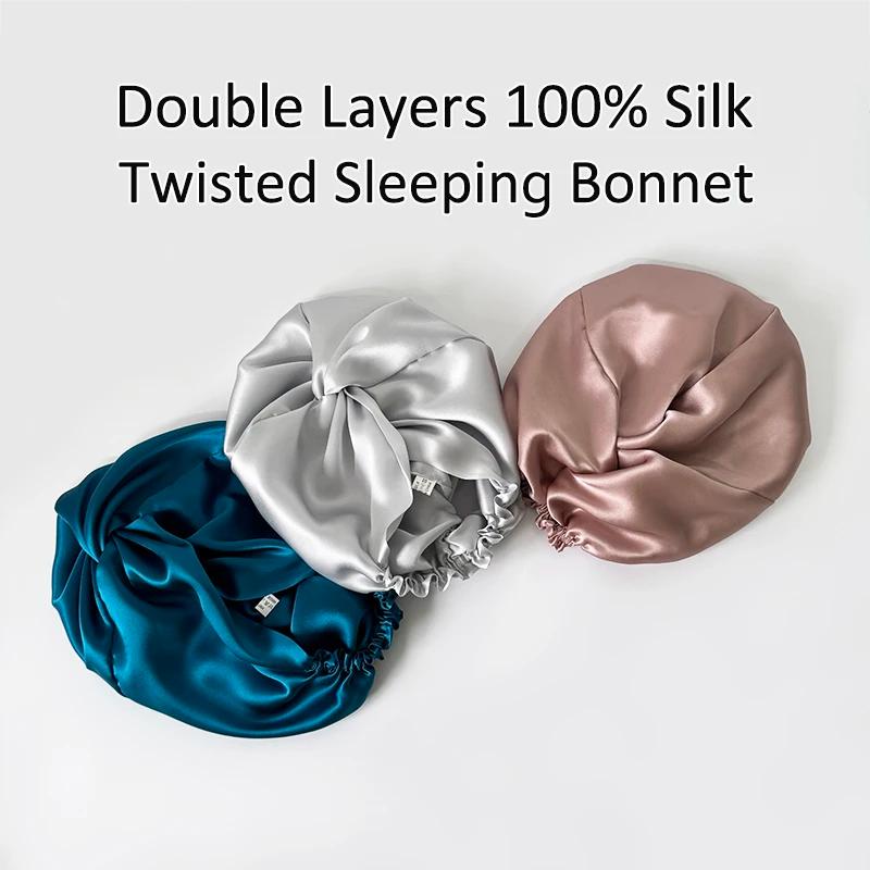 Bonnet de couchage inja torsadé à double couche pour femme, turban naturel avec ruban élastique, env