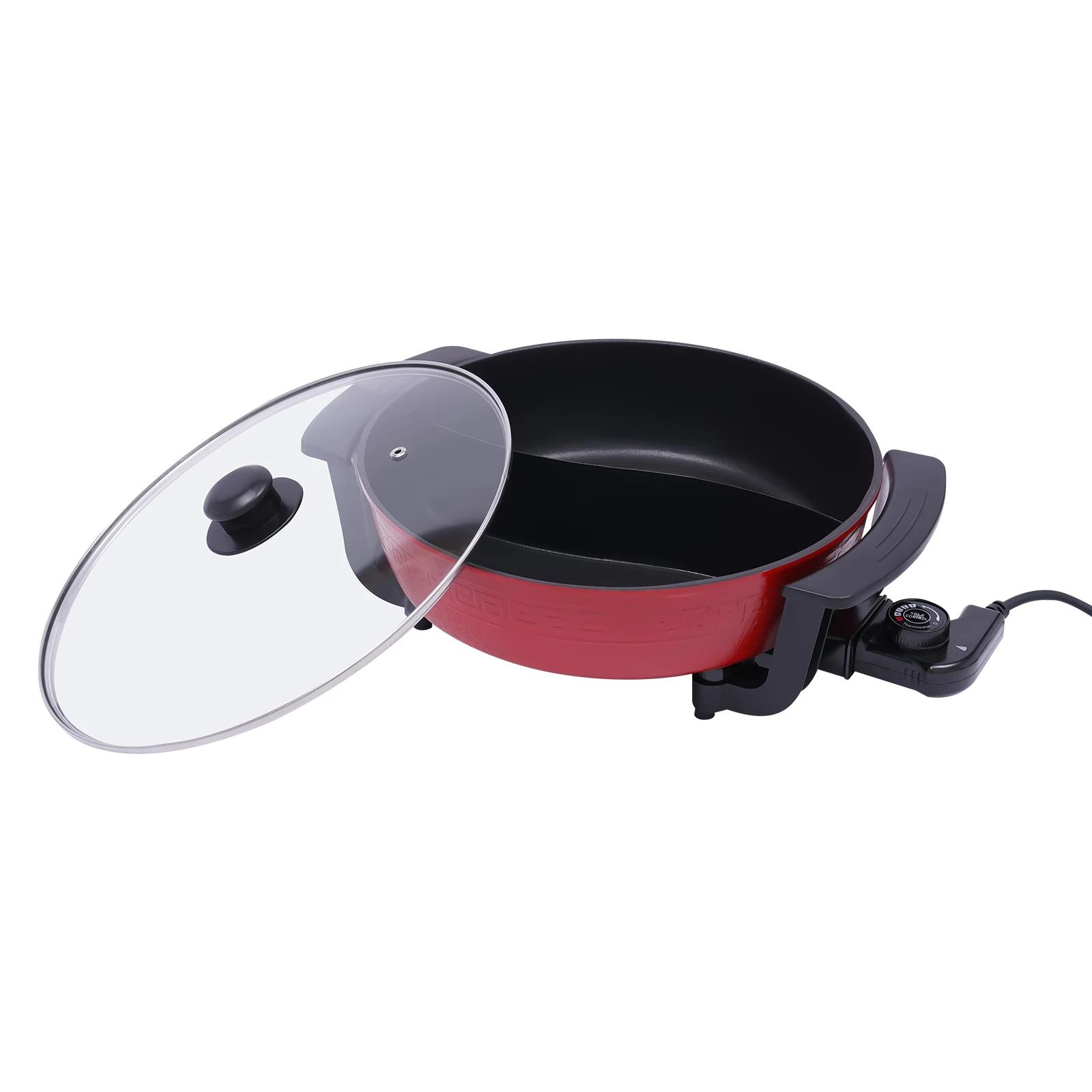 Marmite électrique Double face séparable, 6l, mise à jour, 1360W, Fondue pour 6 personnes, avec couv