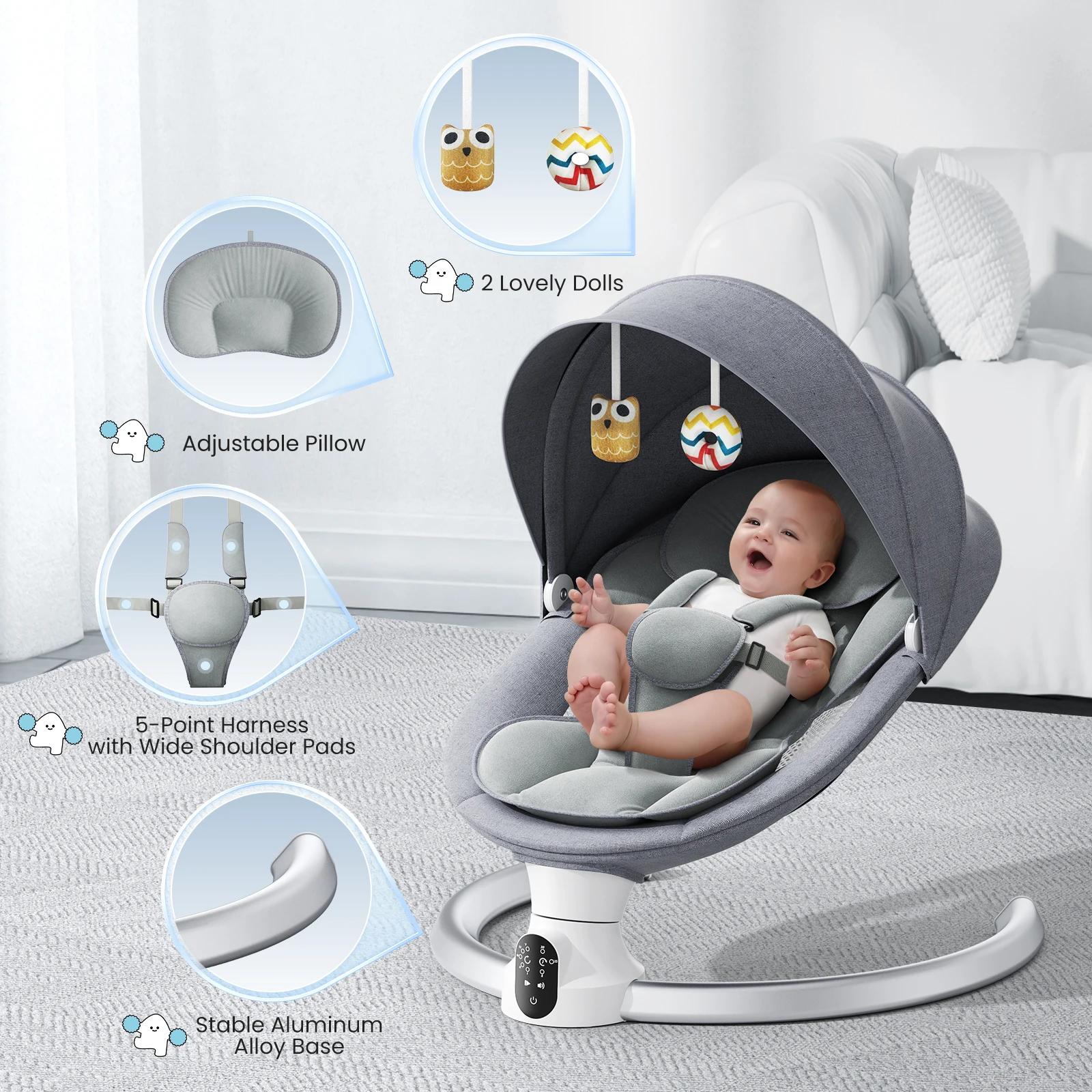 Balançoire électrique pour bébé, balance pour bébé avec application et télécommande de naissance jus
