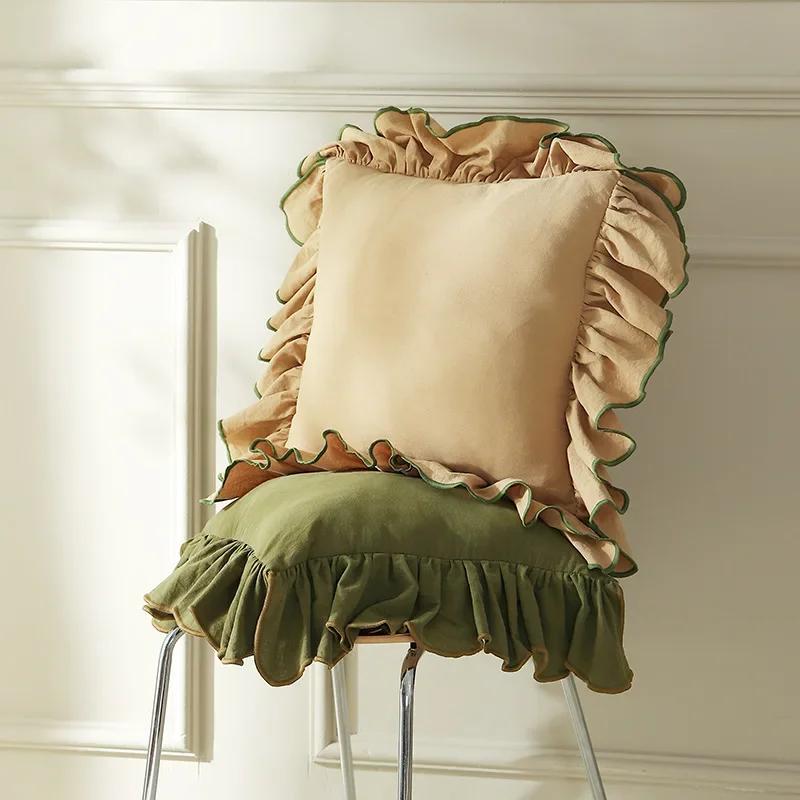 Juste de coussin à volants en coton pour la décoration de la maison, jeté de canapé, taie d'oreiller