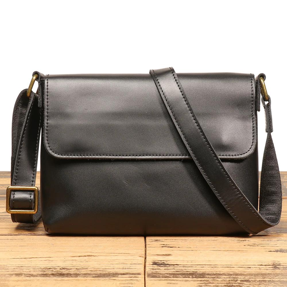 Sac à rabat en cuir véritable, sac à bandoulière et à bandoulière unisexe pour les déplacements, pol