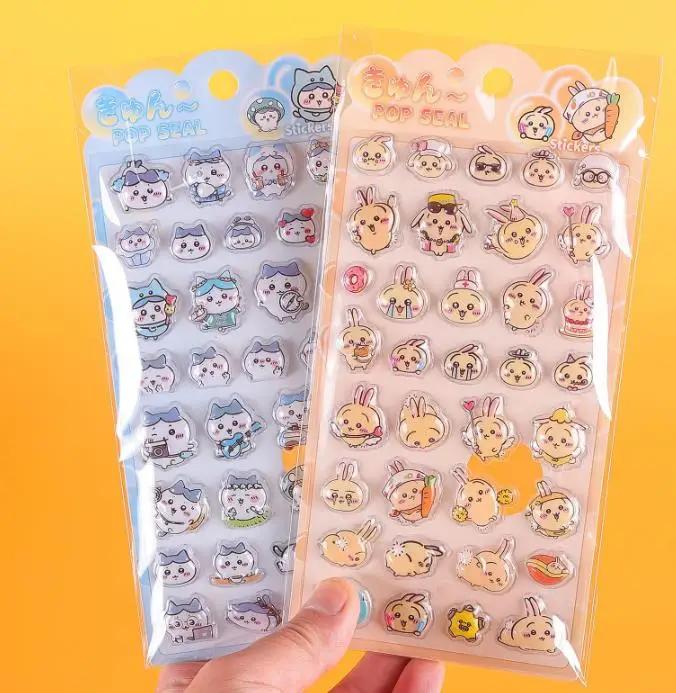 4/20 Autocollants Kawaii de dessins animés mignons, en relief 3D et à bulles, pour la décoration de