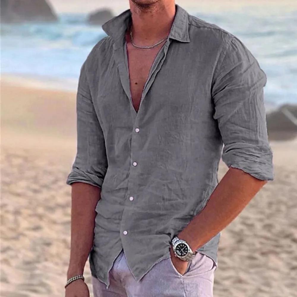 Chemise hawaïenne à manches longues pour hommes, chemise de plage décontractée, chemises de vacances