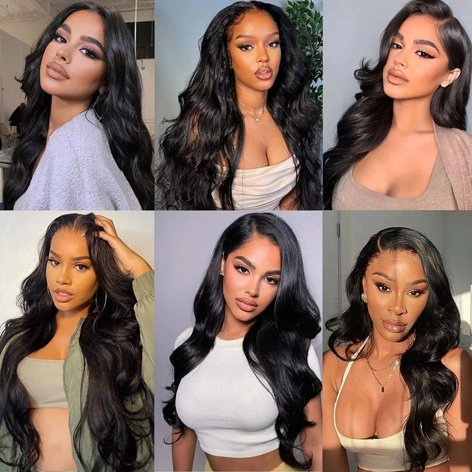 Perruque Lace Front Wig Body Wave sans colle, cheveux humains, pre-plucked, Melt Skins, pre-Wiltshir