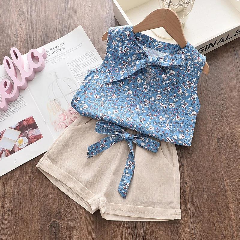 Vêtements d'été pour bébés filles, gilet sans manches et short, 2 pièces/ensembles, vêtements pour t