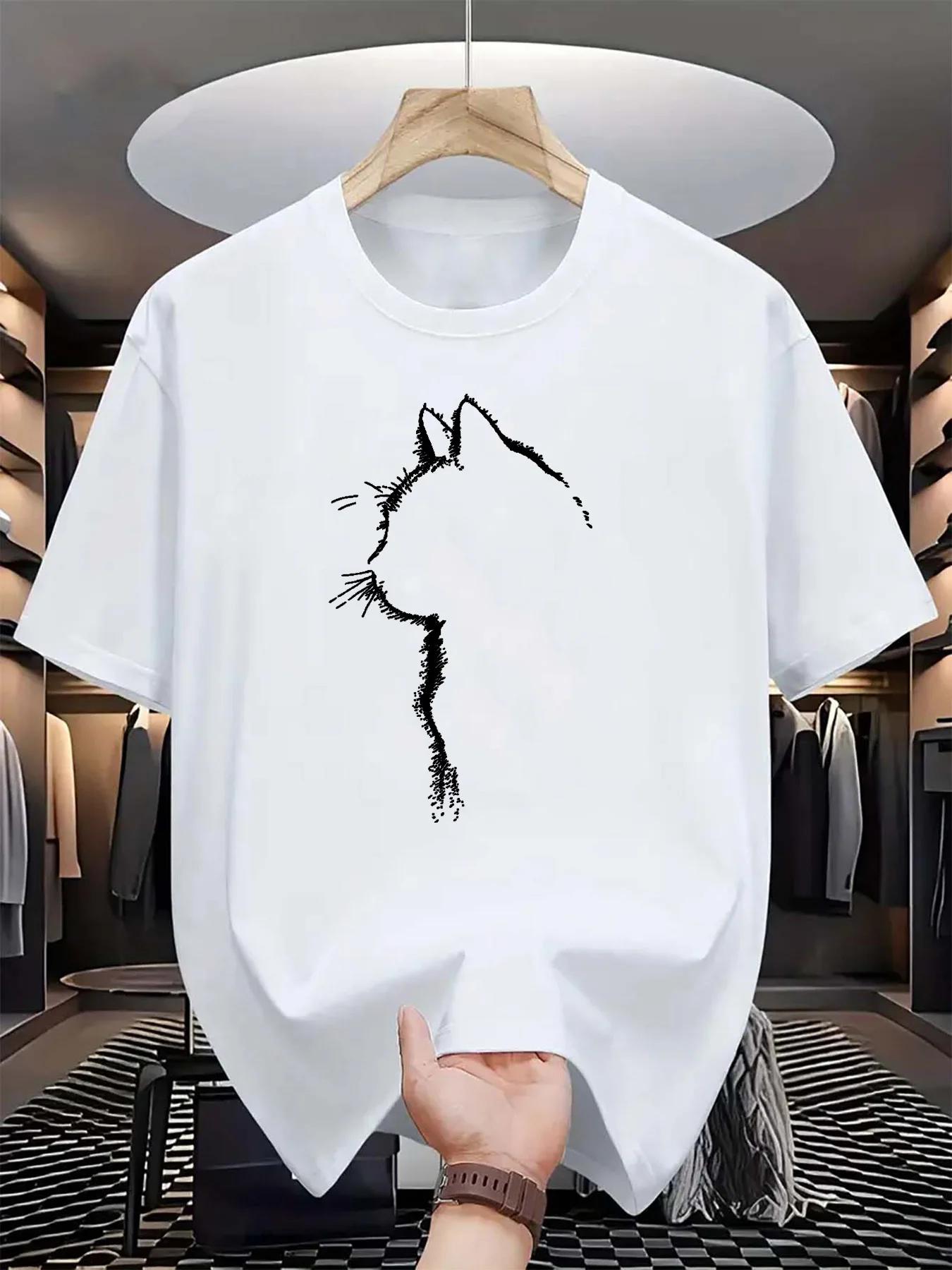 T-shirt à manches courtes et col rond pour hommes, 100% pur coton, sport décontracté, ample, motif d