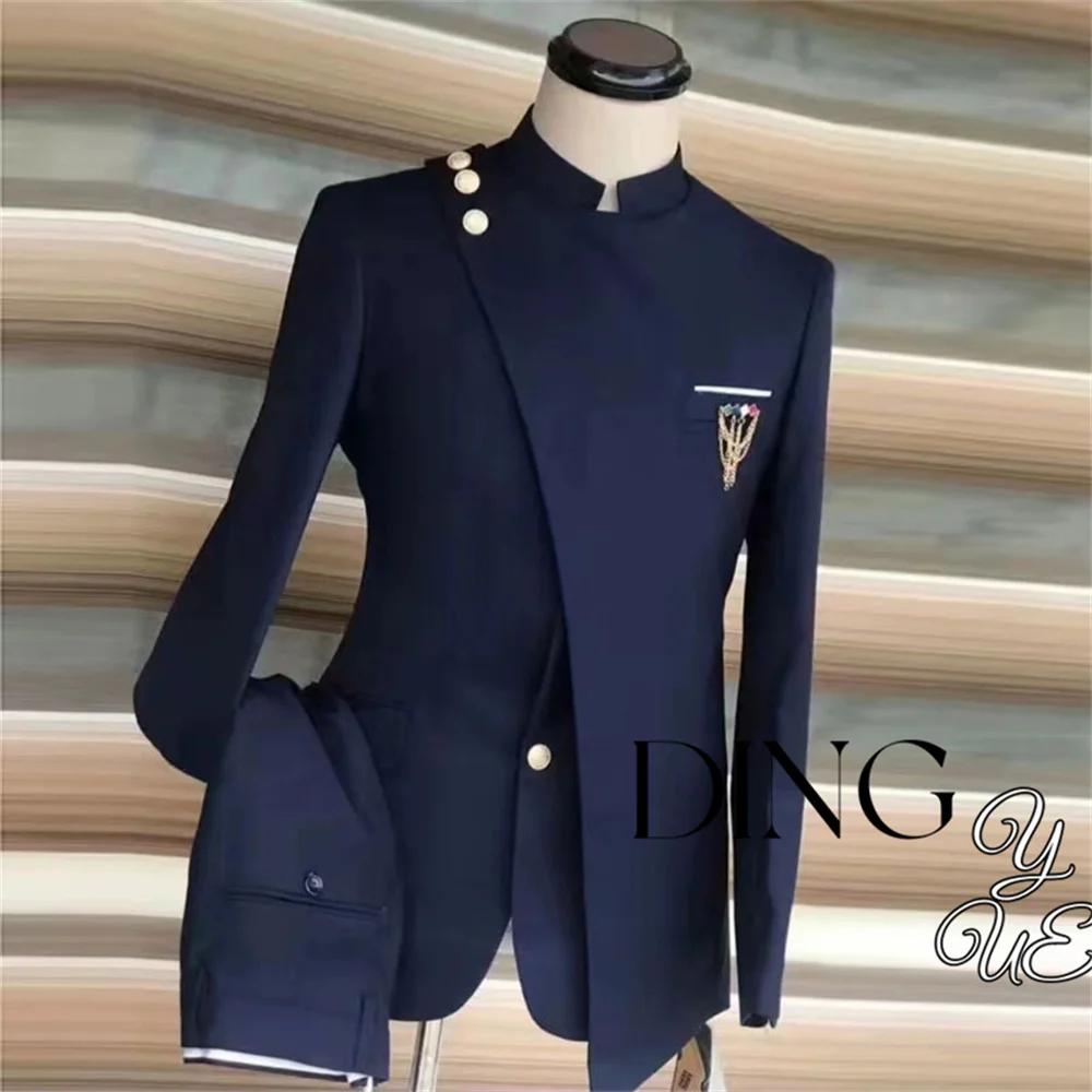 Blazer de Mariage Bleu Marine pour Homme, Ensemble 2 Pièces, Veste et Pantalon, Classique, Business