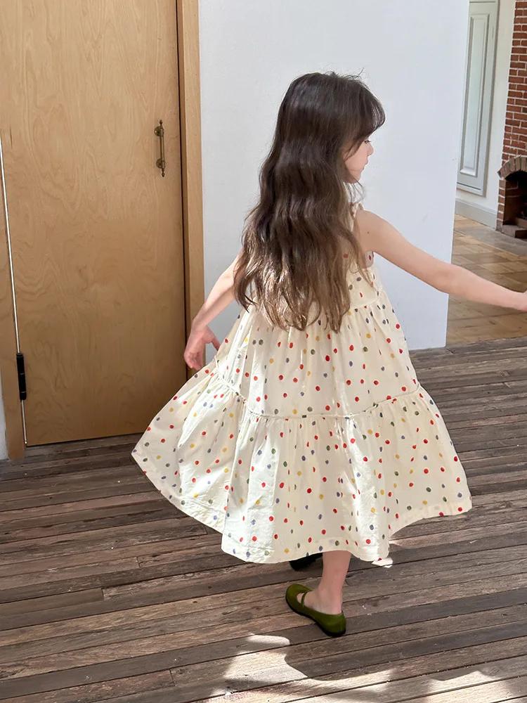 Humor ours enfants vêtements été à pois jupe mode gilet décontracté robe de princesse confort enfant