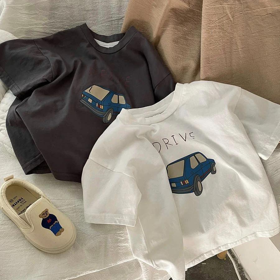Coton demi manches T-shirt garçons enfant 2025 été bébé unisexe Costume sport t-shirts occasionnels