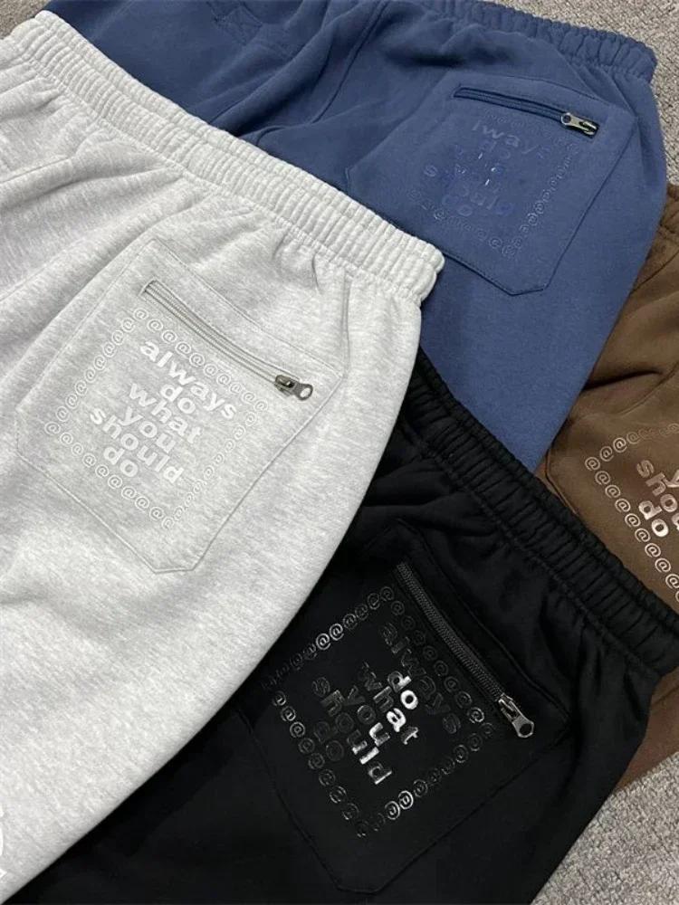 HOUZHOU Vintage graphique polaire pantalons de survêtement femmes décontracté classique gris noir ja