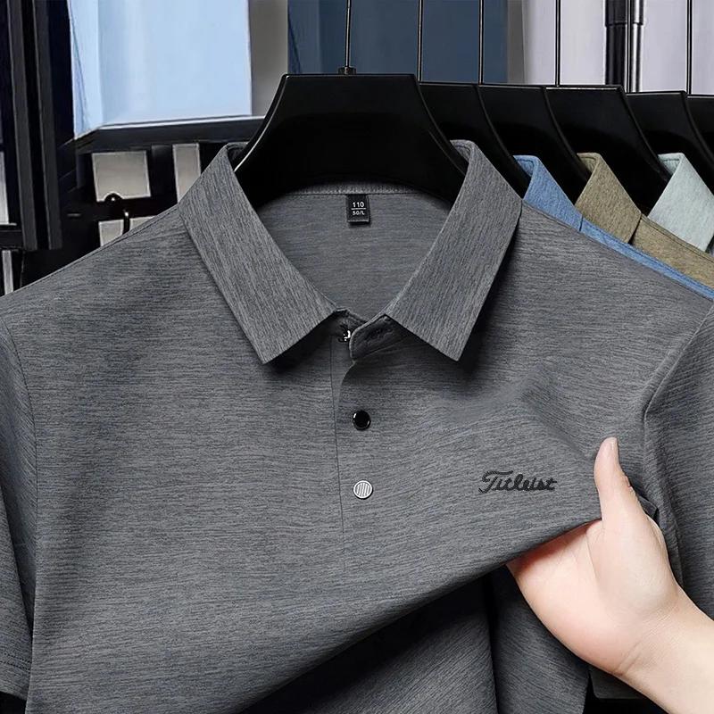 Polo de luxe premium pour homme, nouveau t-shirt à col boutonné avec imprimé lettres, style européen