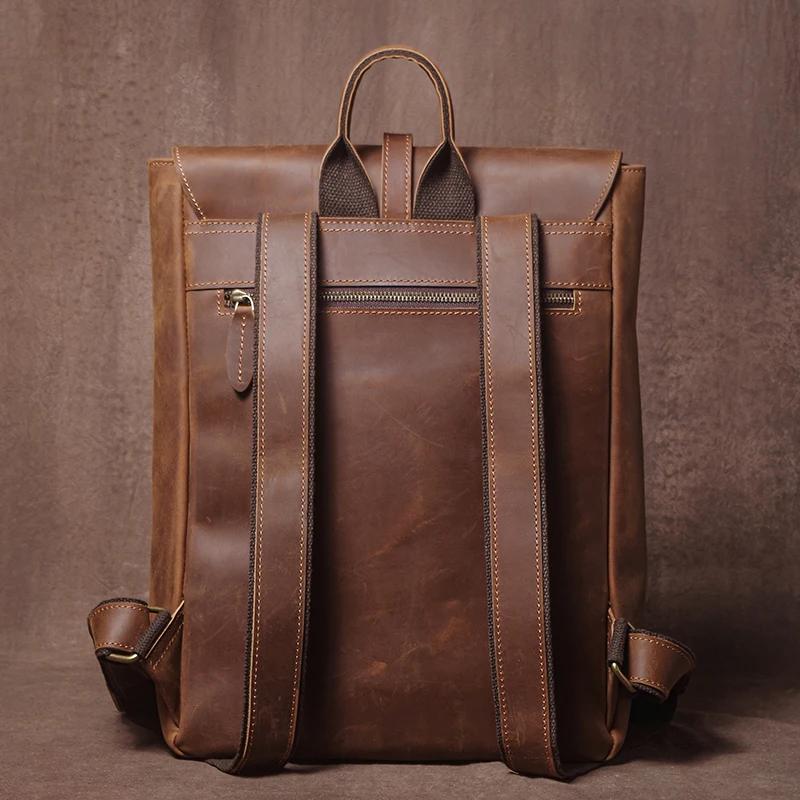 GURO – sac à dos rétro en cuir véritable pour hommes et femmes, sac de voyage à rabat Simple, en cui