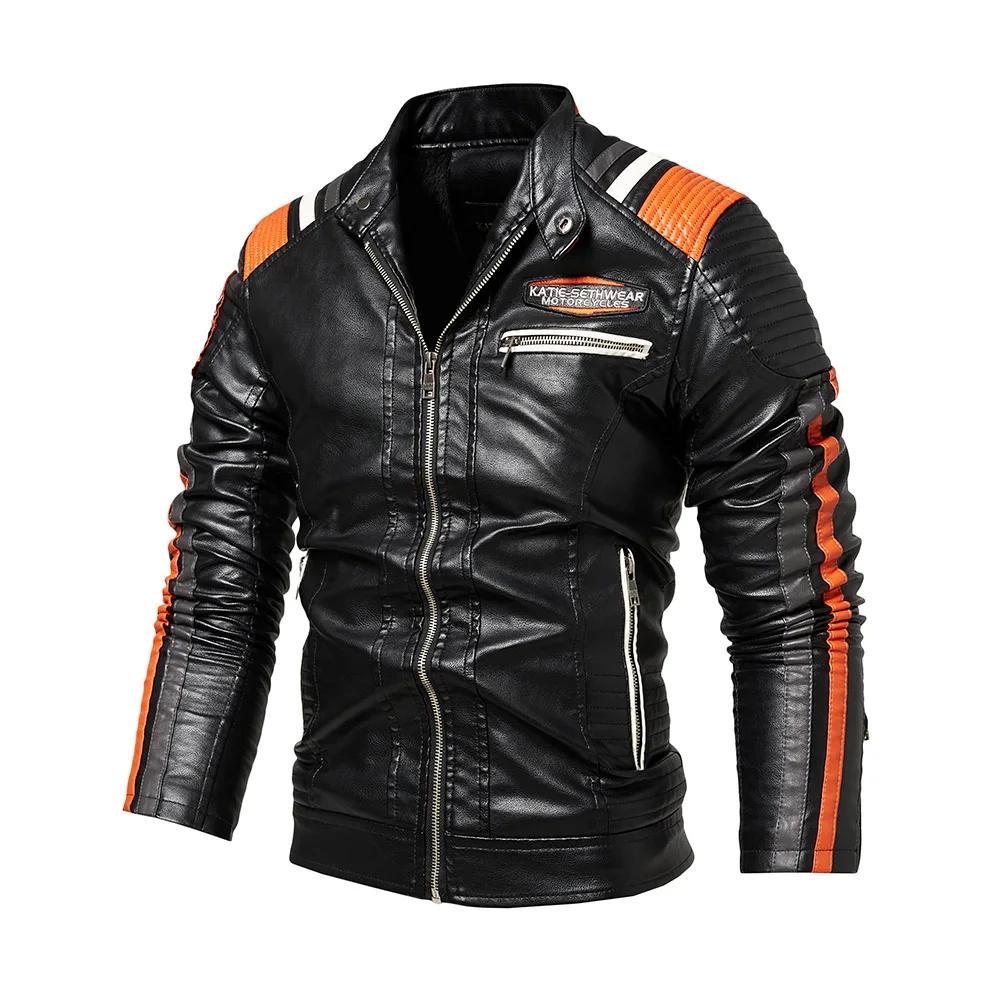 Veste de Moto en simili cuir pour hommes, imperméable, coupe-vent, PU, Bomber Vintage
