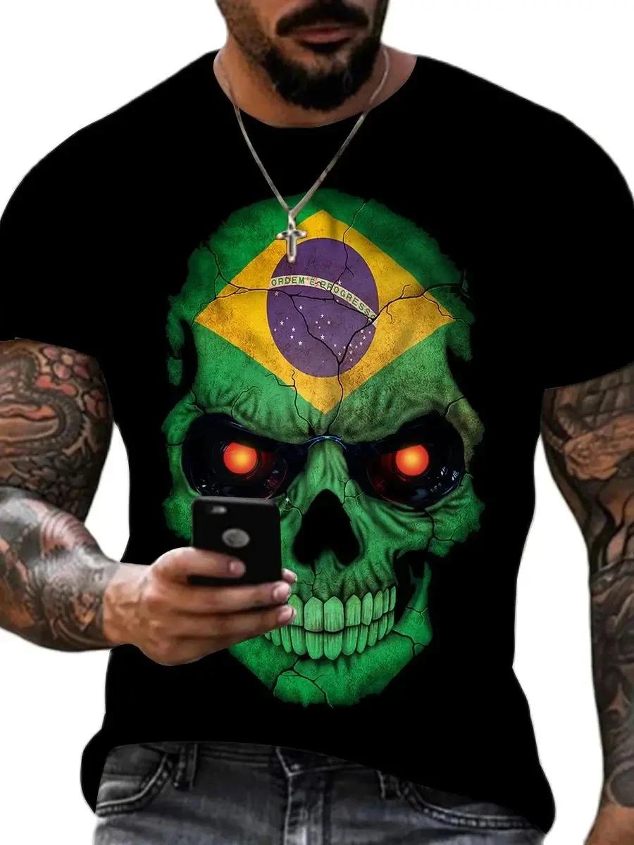 Crâne 3D T-shirt pour hommes mode Hip Hop col rond chemise à manches courtes Harajuku hommes T-shirt