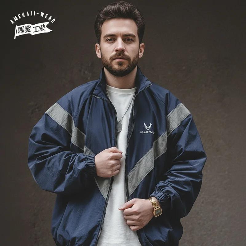 Maden-Blouson Bombardier Vintage pour Homme, Manteau d'Entraînement, Vibe, Coupe-Vent, à Capuche, à