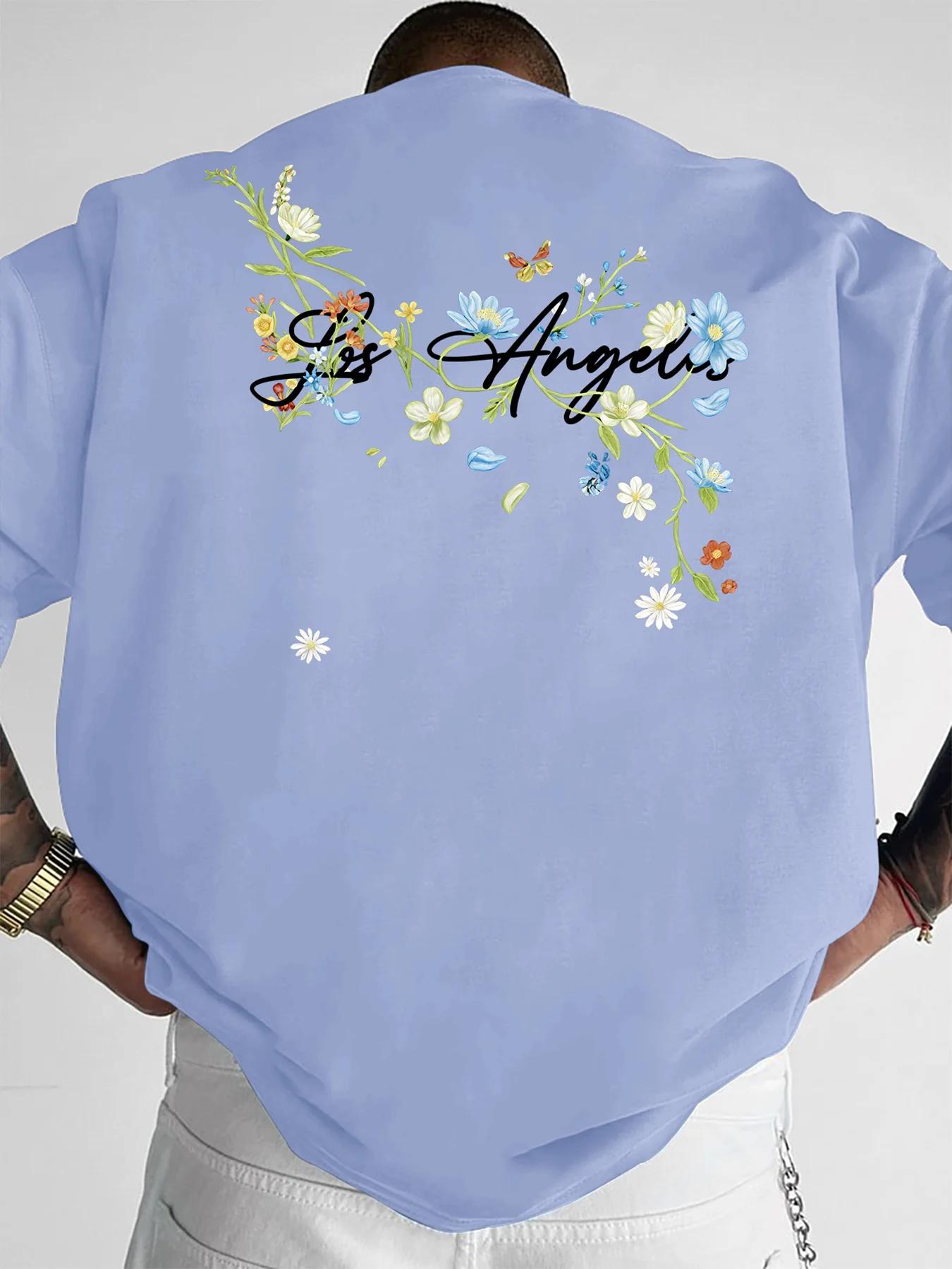 T-shirt pour homme au style rétro estival, personnalisé et tendance, avec des motifs de petites fleu