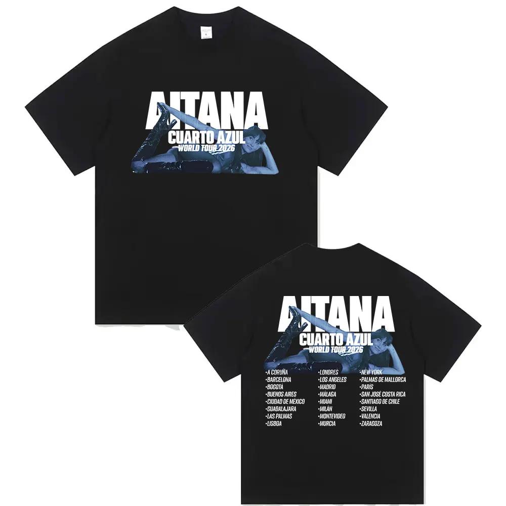 Chanteur Aitana Cuarto Azul Tour 2025 impression T-shirt hommes femmes Hip Hop Fans vêtements à manc
