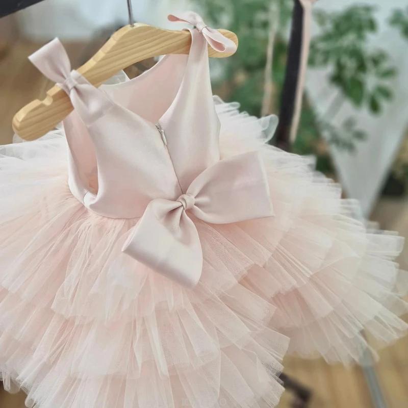 2025 Style coréen bébé fille 1er anniversaire robe en Tulle enfants Vestido Zhuazhou fête fleur fill