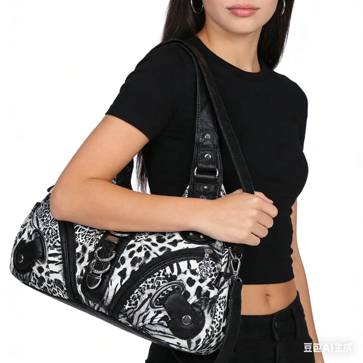 Sac à main pour femme Angel Kiss, motif léopard, sac à bandoulière, sac à poignée supérieure, sacoch