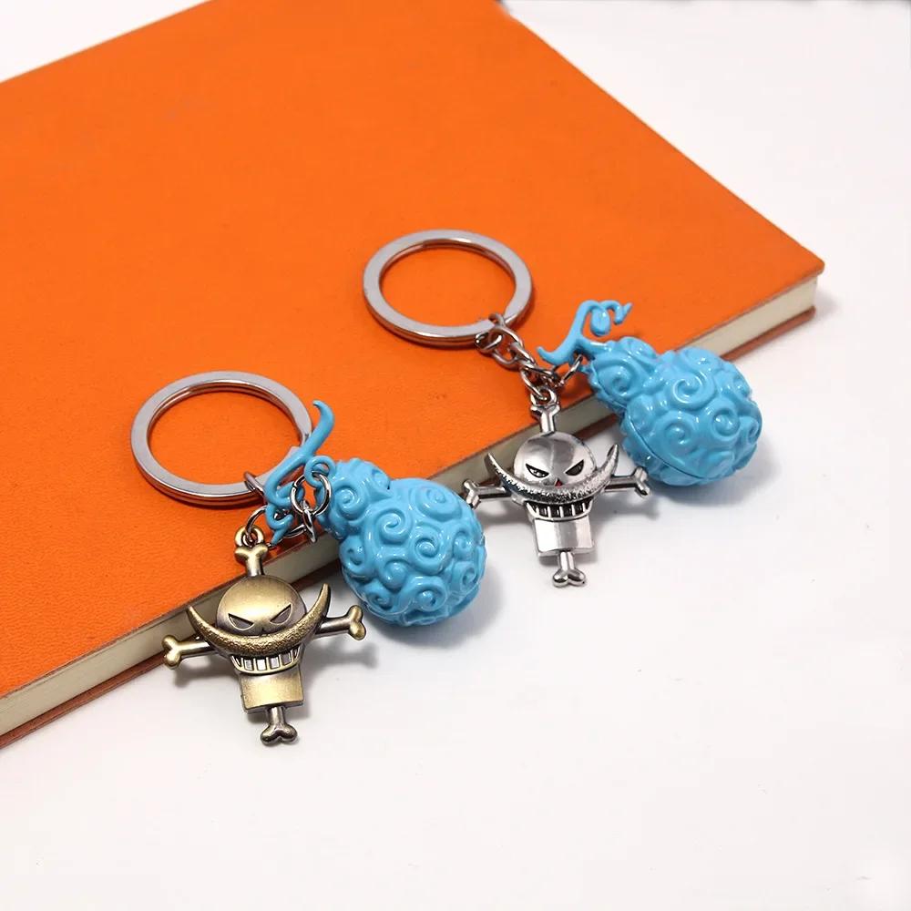 Porte-clés en métal une pièce, Anime Luffy Ace Law Devil Fruit, pendentif créatif, porte-clé de voit