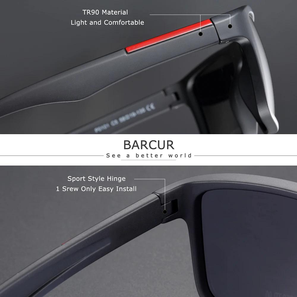 BARCUR TR90 hommes lunettes de soleil polarisées ultralégères sport lunettes de soleil pour femmes l