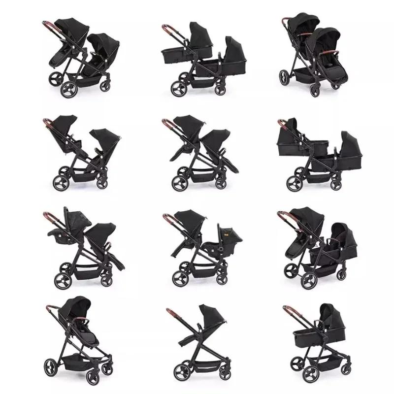 Poussette double multifonctionnelle pliable 2026, vélo bébé convertible léger, livraison UE