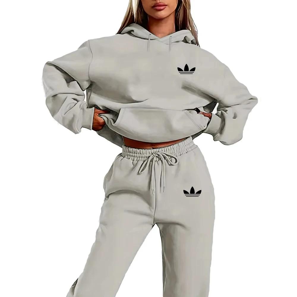 Ensemble sweat à capuche avec lettres imprimées pour femmes, vêtements Hip Hop de rue décontractés,