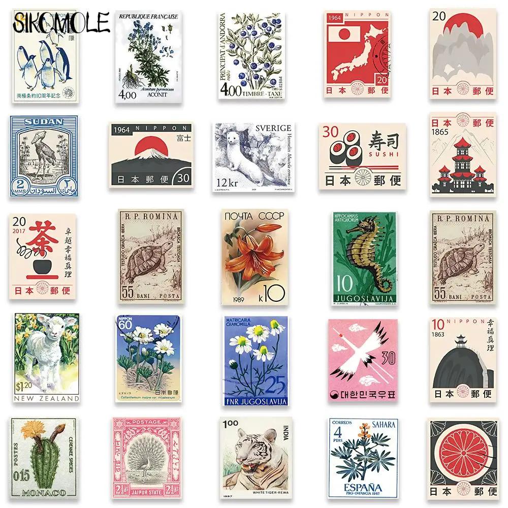 10/30/50 PIÈCES Dessin Animé Rétro Art Timbres Autocollants Style Japonais BRICOLAGE Voyage Bagages