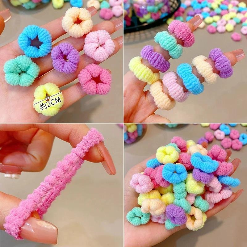 100 pièces enfants bandes de cheveux élastiques filles attaches de cheveux colorées élastique pour q
