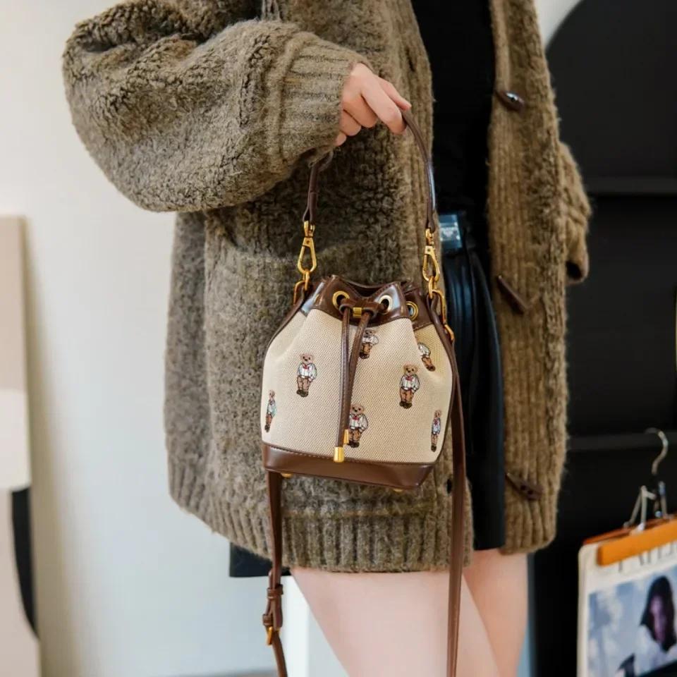 Sac seau à cordon de serrage grande capacité pour femme, sac à main, sac bandoulière, sac messager,
