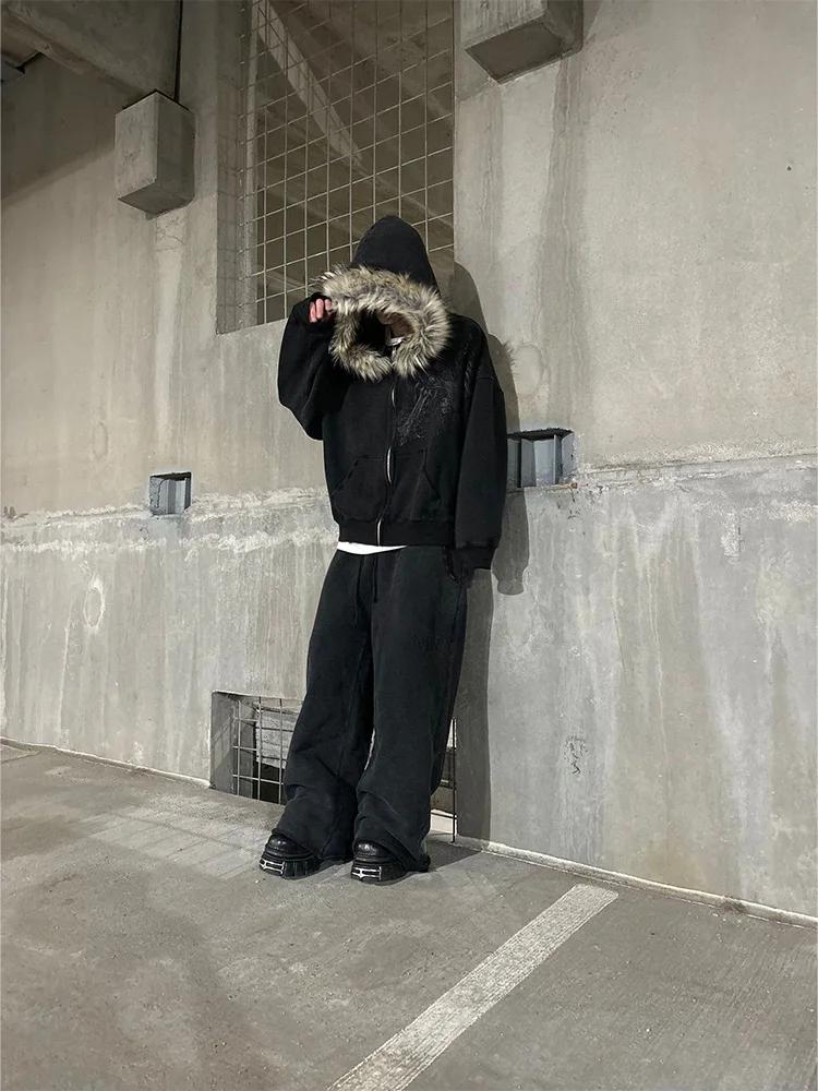 Hoodies zippés pour femmes, style Y2K, esthétique Harajuku, avec col en fausse fourrure, graphiques