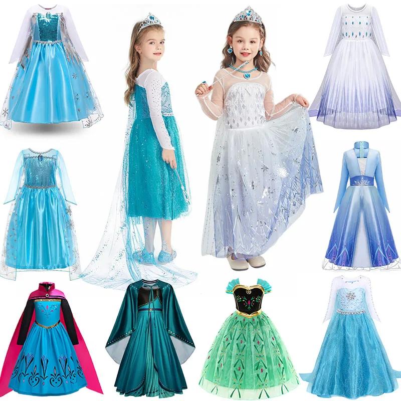 Robes reine des neiges Elsa pour filles, Costumes pour enfants, Cosplay, princesse d'halloween, vête