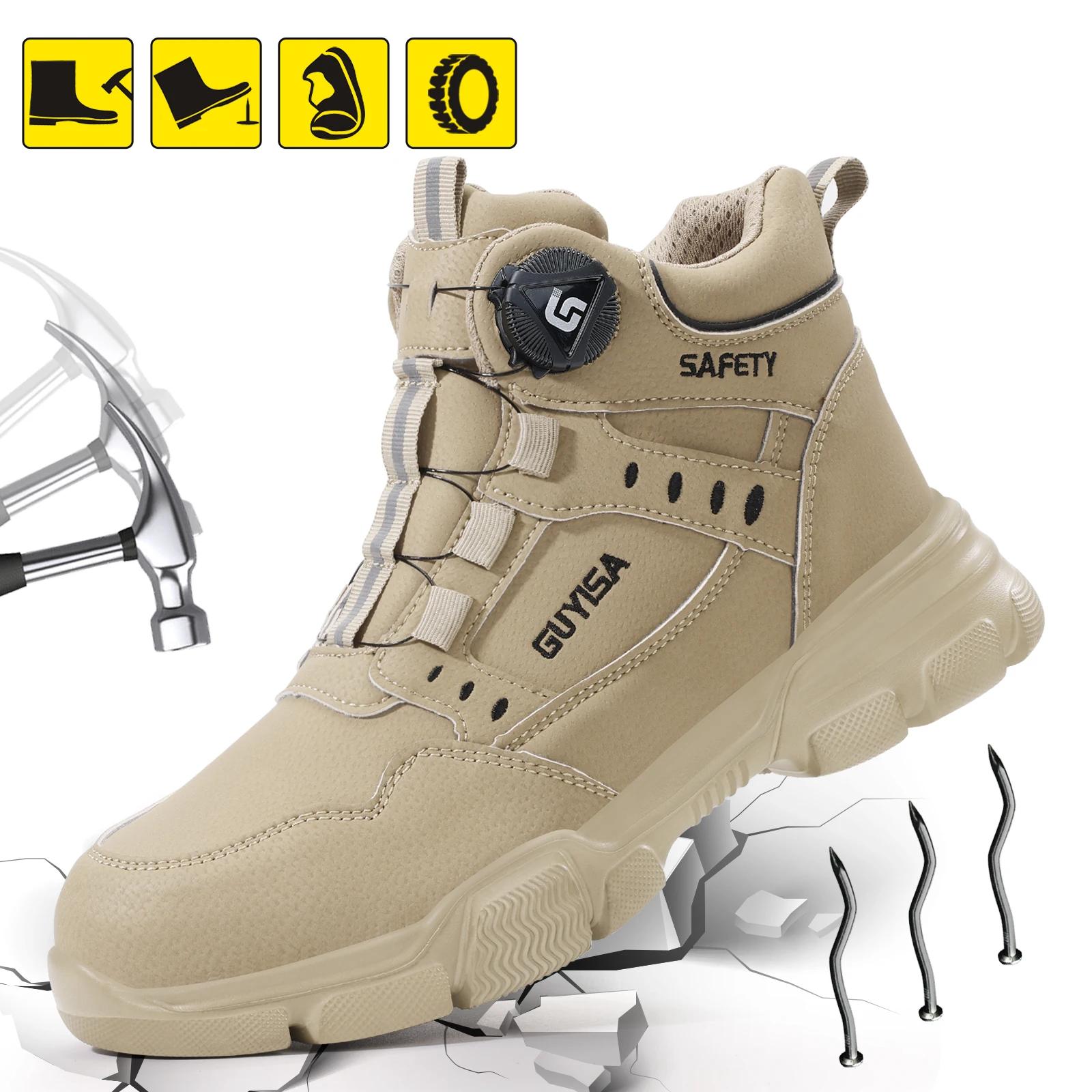 Chaussures de travail GUYISA pour hommes à embout en acier, anti-écrasement et anti-perforation, kak