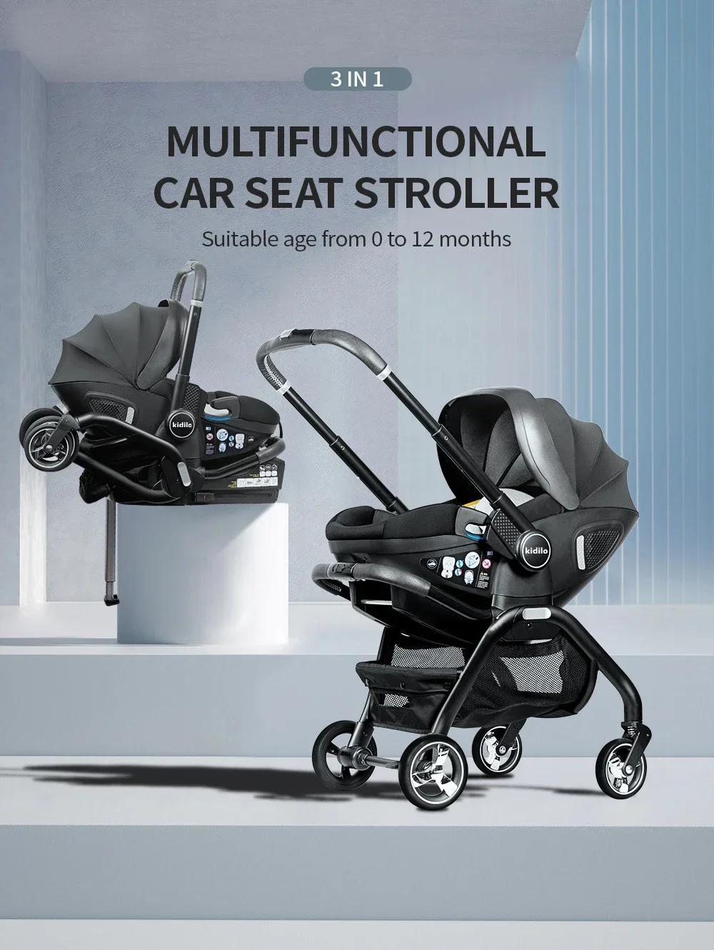 Poussette bébé 4-en-1 expédiée depuis l'UE avec base ISOFIX, siège auto enfant et poussette nouveau-