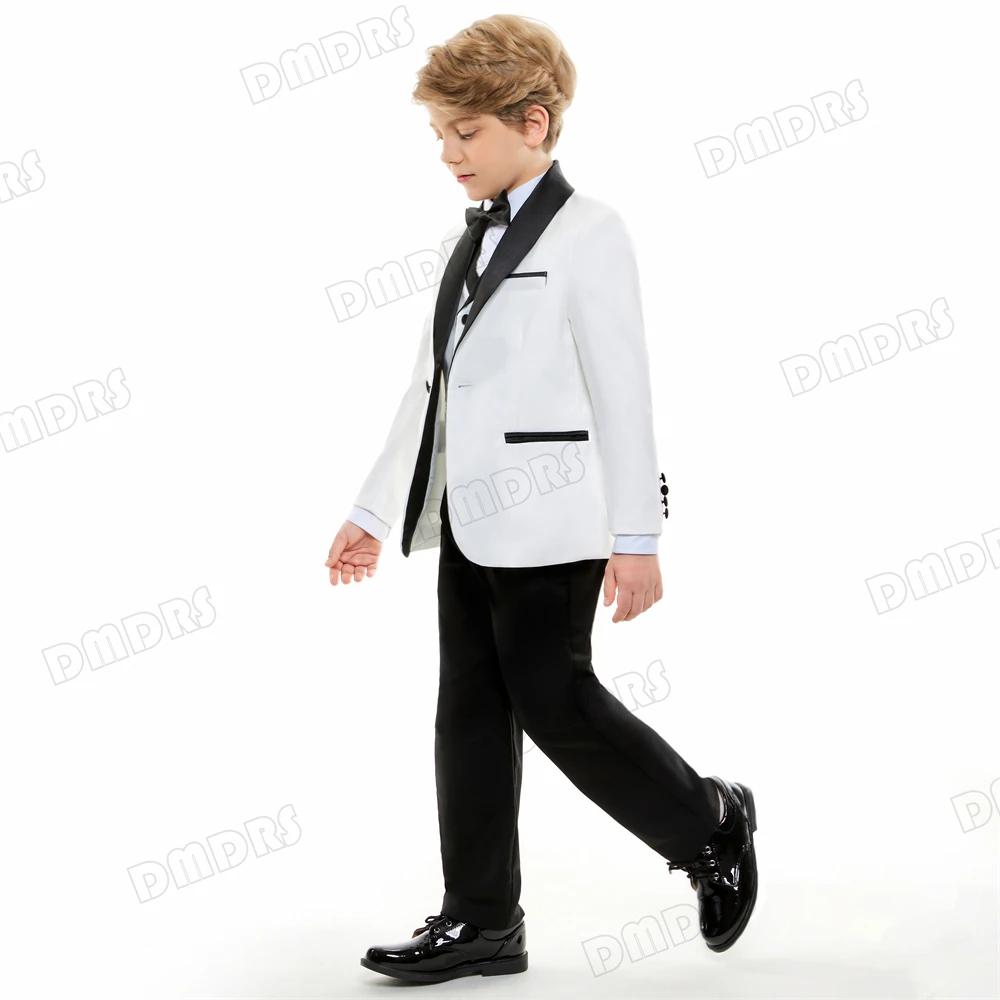 Sunshine-Ensemble formel blanc trempé pour enfants, smoking de mariage pour enfants, ours à bague, o