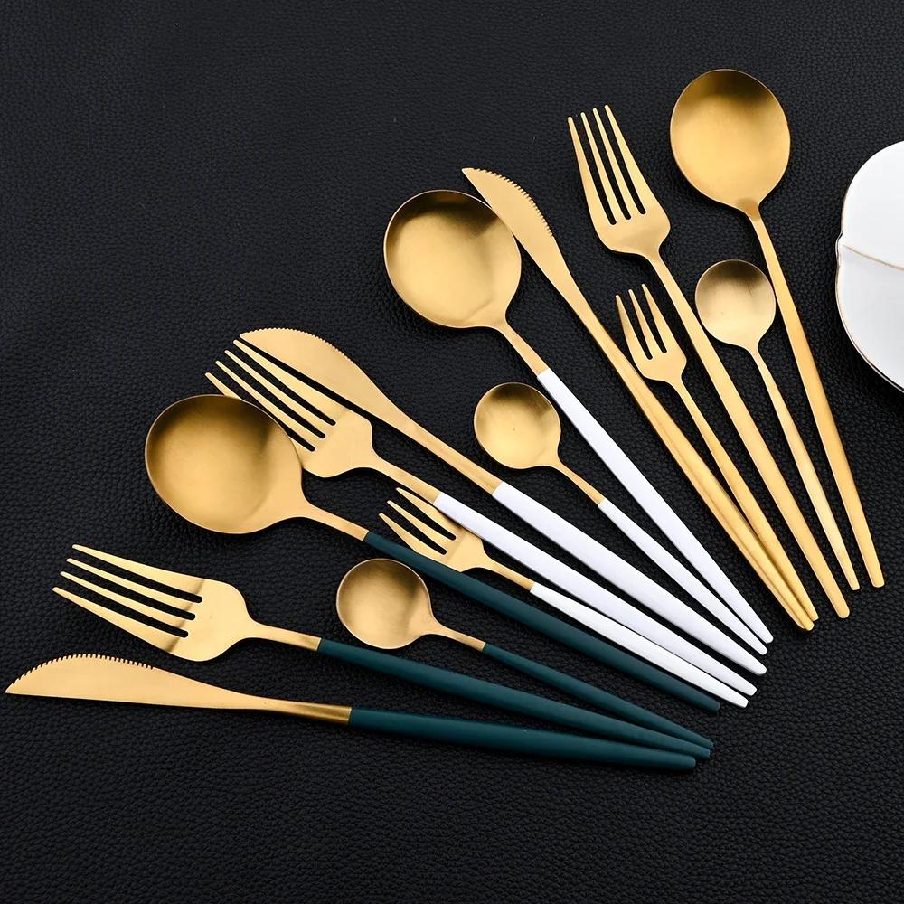 30 pièces ensemble de vaisselle en acier inoxydable couverts mat fourchette cuillère couteau ensembl