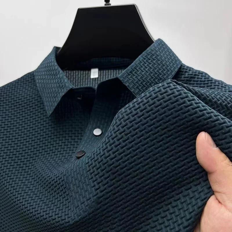 Polo décontracté à manches courtes pour hommes, chemise d'affaires, haut polyvalent, respirant, conf