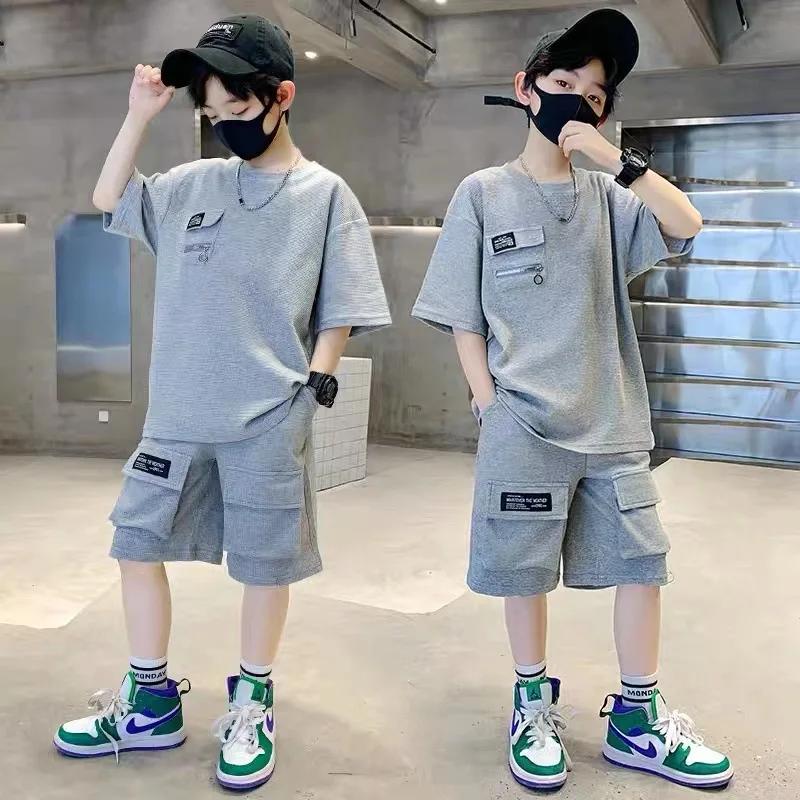 Ensemble de vêtements de sport pour garçons, tenue d'été pour enfants, haut à manches courtes et sho