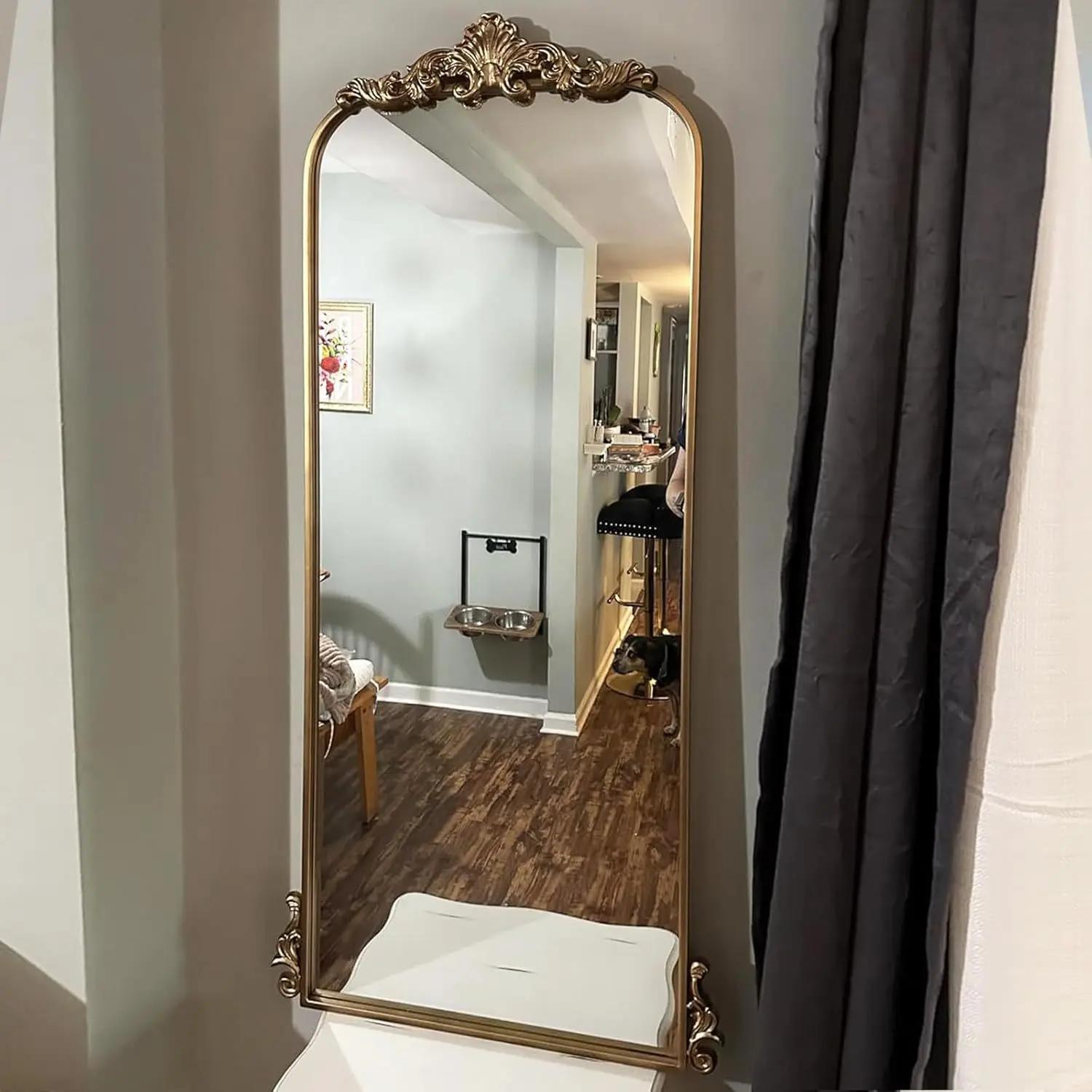 Miroir de maquillage vintage français sculpté, mural ou sur pied, pour dressing, de luxe léger, plei