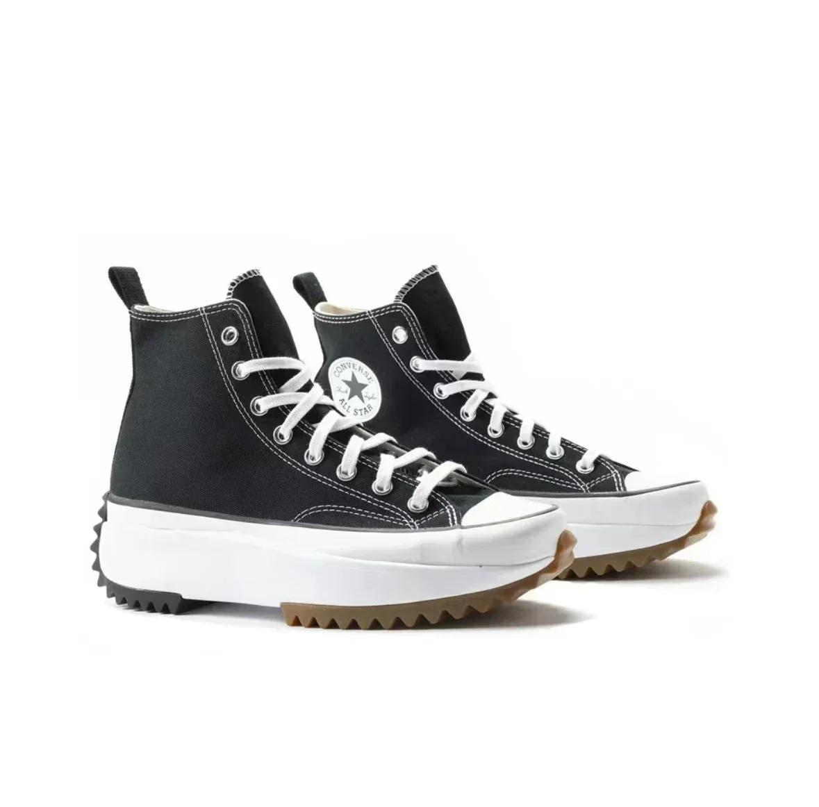 Nouvelles baskets Converse Run Star Hike en toile noire et blanche pour femmes, plateforme, 2026